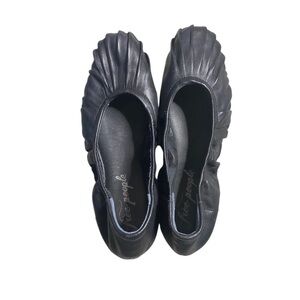 Free People black leather flat size 8